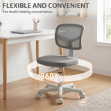 Vinsetto Small Armless Office Chair with Curved Back – Ergonomic Swivel Mesh Desk Chair, Dark Grey