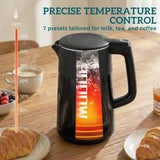 HOMCOM 1.7L Electric Kettle, 3kW Fast Boil with Strix Thermostat, LED Display and Keep Warm – Black