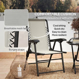 Outsunny Three-Piece Folding Garden Bistro Set with Two Armchairs and Mesh-Top Table – Patio Furniture, Cream White