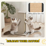 PawHut 63cm Cat Scratching Post with Replaceable Scratching Board, Top Perch & Sisal Scratch Mat – Oak