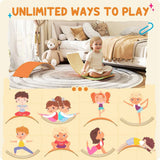 AIYAPLAY Wooden Balance Board for Kids with Silent Felt Base – Wobble Board for Sensory Play, Orange