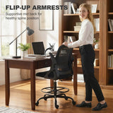 HOMCOM Painting Chair with Mesh Back, Adjustable Footrest & Flip-up Armrests – Sit-Stand Desk Chair, Black