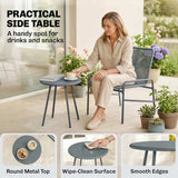 Outsunny 3 Piece Rattan Bistro Set with 2 Chairs and Round Coffee Table, Dark Grey