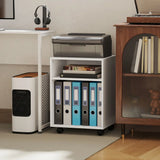 HOMCOM 2-Tier Printer Stand with Storage – Under Desk Printer Cart on Wheels, White