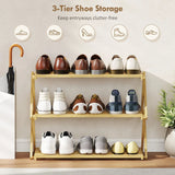 HOMCOM 3-Tier Folding Bamboo Shoe Rack – Holds 9 Pairs, No Assembly, Natural