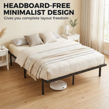 HOMCOM 4ft6 Double Metal Platform Bed Frame with Underbed Storage and Steel Slats – No Box Spring, Black