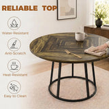 HOMCOM 120cm Round Dining Table with Conical Metal Base – Space-Saving Kitchen Table for 4-6, Rustic Brown