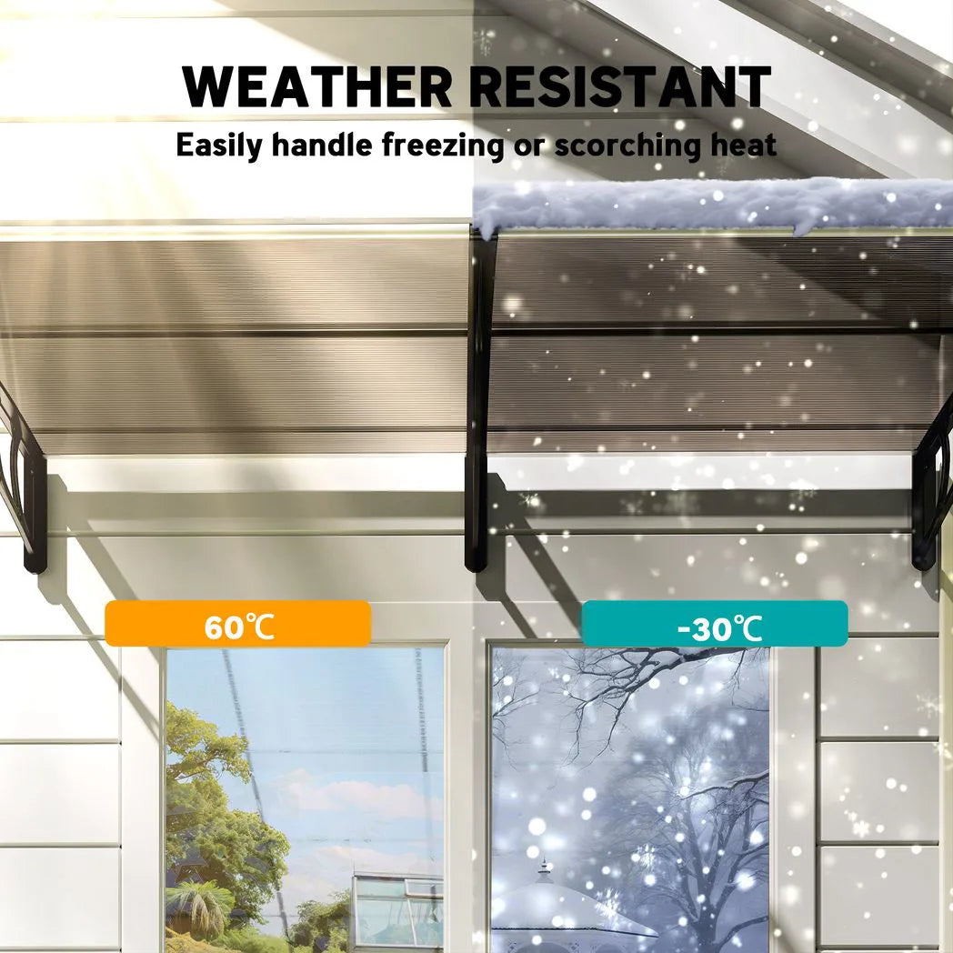 Outsunny Front Door Canopy, 200 x 96 cm Polycarbonate Rain Shelter with Aluminium Frame – Outdoor Awning