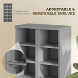 HOMCOM Set of 2 CD Media Storage Towers with Adjustable Shelves, Light Grey