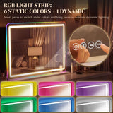 HOMCOM Vanity Mirror with Lights, Dimmable Makeup Mirror with Adjustable Colour Temperature, RGB Light