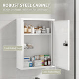 HOMCOM Wall Mount Medicine Cabinet with Combination Lock, Door and Storage Shelves – Bathroom Storage, White