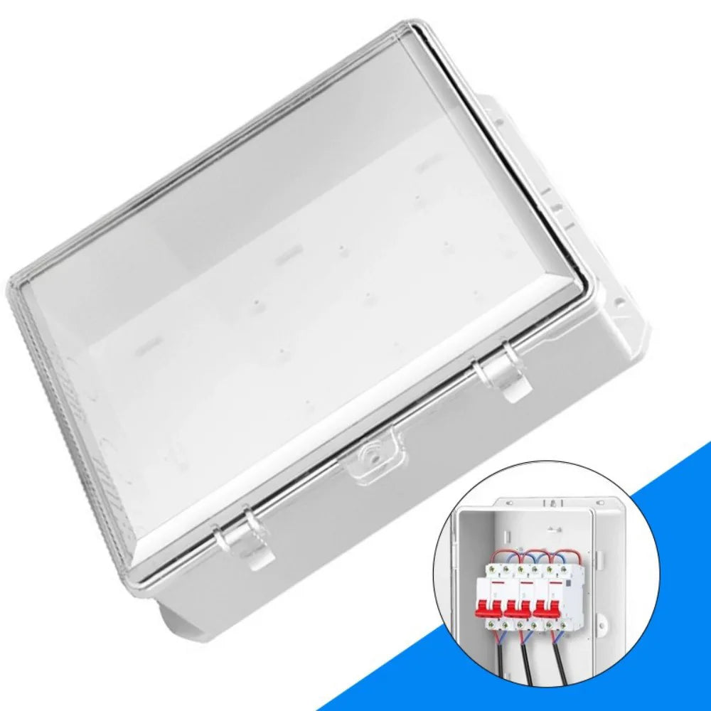Weatherproof ABS Junction Box with Clear Cover and Cable Outlet – Outdoor Dustproof Electrical Enclosure