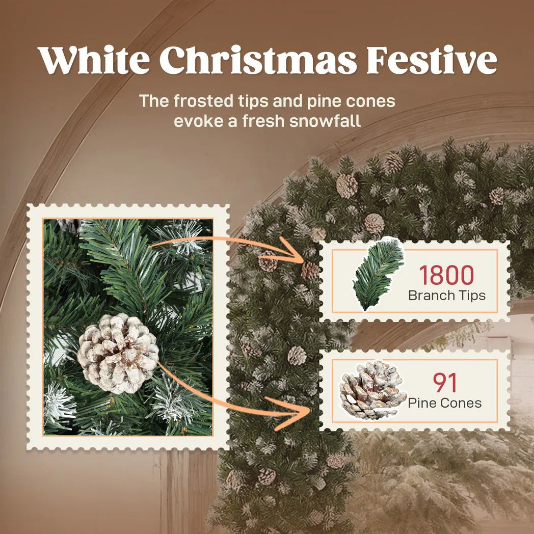 HOMCOM 8.2 ft Snow Frosted Christmas Tree Arch