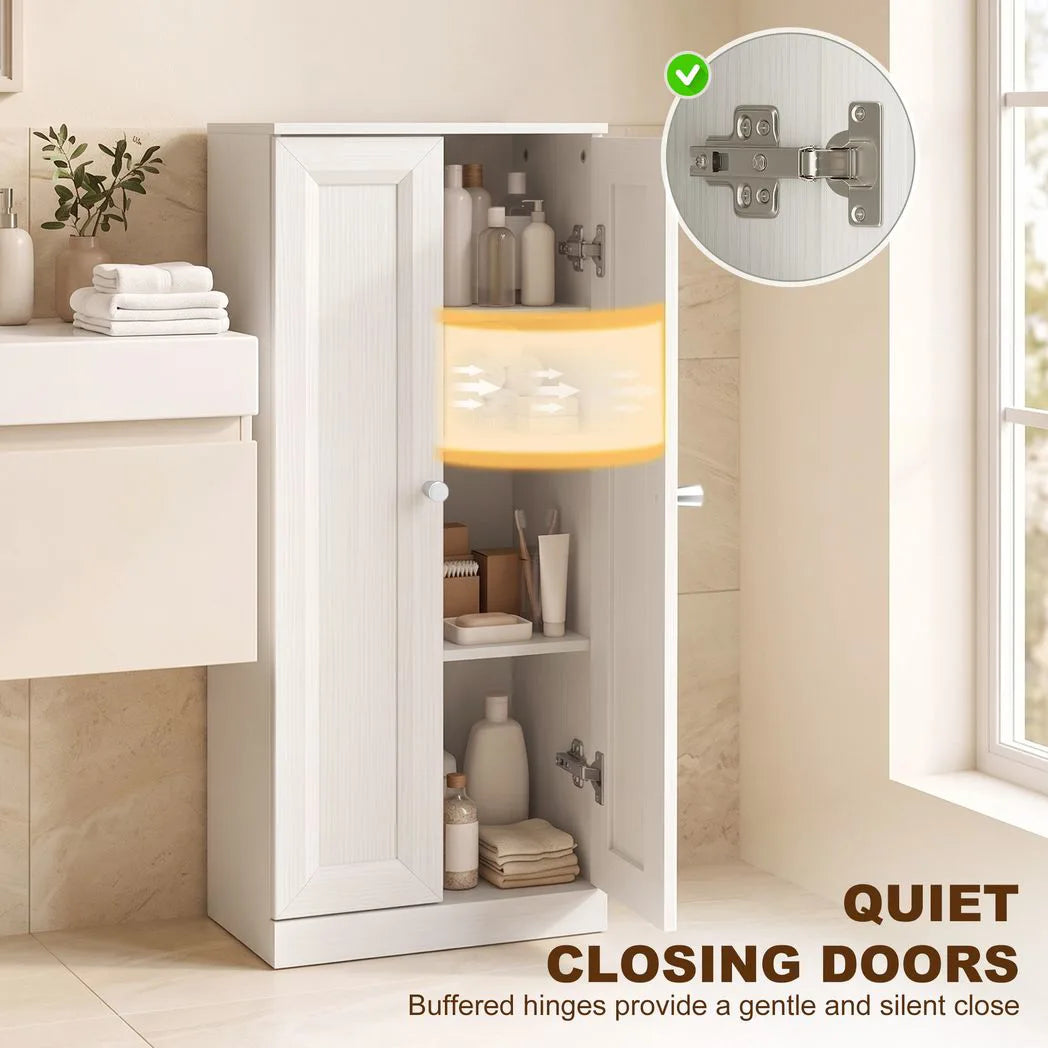 HOMCOM Narrow Bathroom Cabinet with 2 Doors & 4 Tiers – Slim Freestanding Storage Cupboard