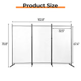 3-Panel Folding Room Divider Screen, 6ft Polyester Fabric, Carbon Steel Frame – Privacy Partition, Off-White