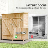Outsunny Fir Wood Garden Shed with Asphalt Roof, Lockable Door and Removable Table – 140 x 75cm, Natural