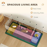 PawHut Small Animal Playpen with Waterproof Mat, 34-Panel DIY Metal Pet Fence – Indoor and Outdoor