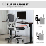 HOMCOM Draughtsman Chair with Adjustable Lumbar & Flip-up Armrests – Mesh Back Drafting Chair, Charcoal grey
