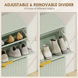 HOMCOM Slim 4-Drawer Shoe Cabinet with Ridged Doors and Gold Accents – Holds 10–20 Pairs, Light Green