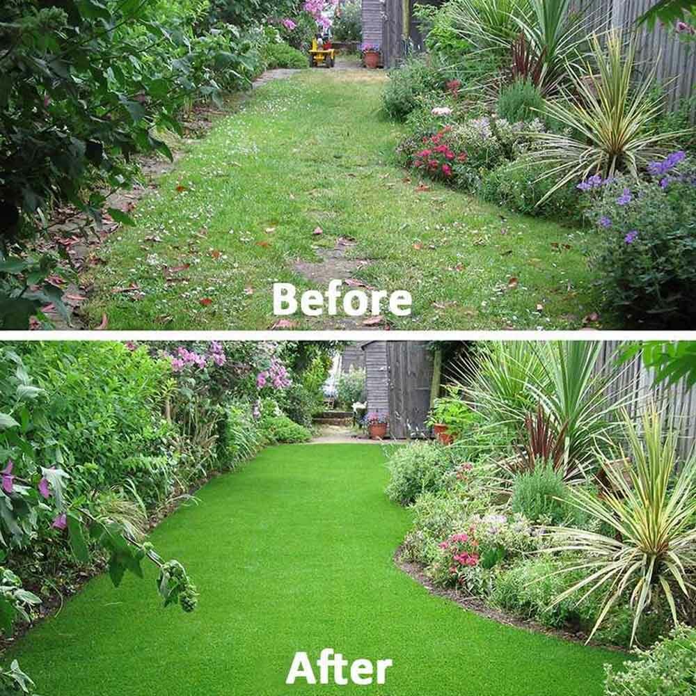 Artificial Grass Turf Roll, 4m x 1m with Drainage Holes & Anti-Slip Backing – Realistic Pet-Friendly Lawn