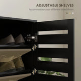 HOMCOM 5-Tier Narrow Shoe Cabinet with Slatted Doors and Adjustable Shelves – Holds 15 Pairs, Black