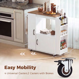 HOMCOM Kitchen Trolley with Power Outlets, USB Ports, Cabinet and Pull-Out Drawer – Rolling Island Cart, White