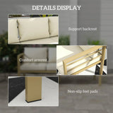 Outsunny 3-Seater Garden Sofa Bench with Cushions, Aluminium Frame, 185 x 66 x 64cm, Cream White