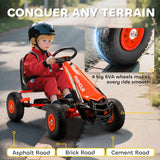 AIYAPLAY Kids Pedal Go Kart with Adjustable Seat, EVA Tyres, Handbrake & Clutch – Ride-On for Ages 3-8, Red
