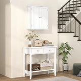 HOMCOM 3-Tier Wall-Mounted Bathroom Cabinet with Adjustable Shelf – Space-Saving Storage, White