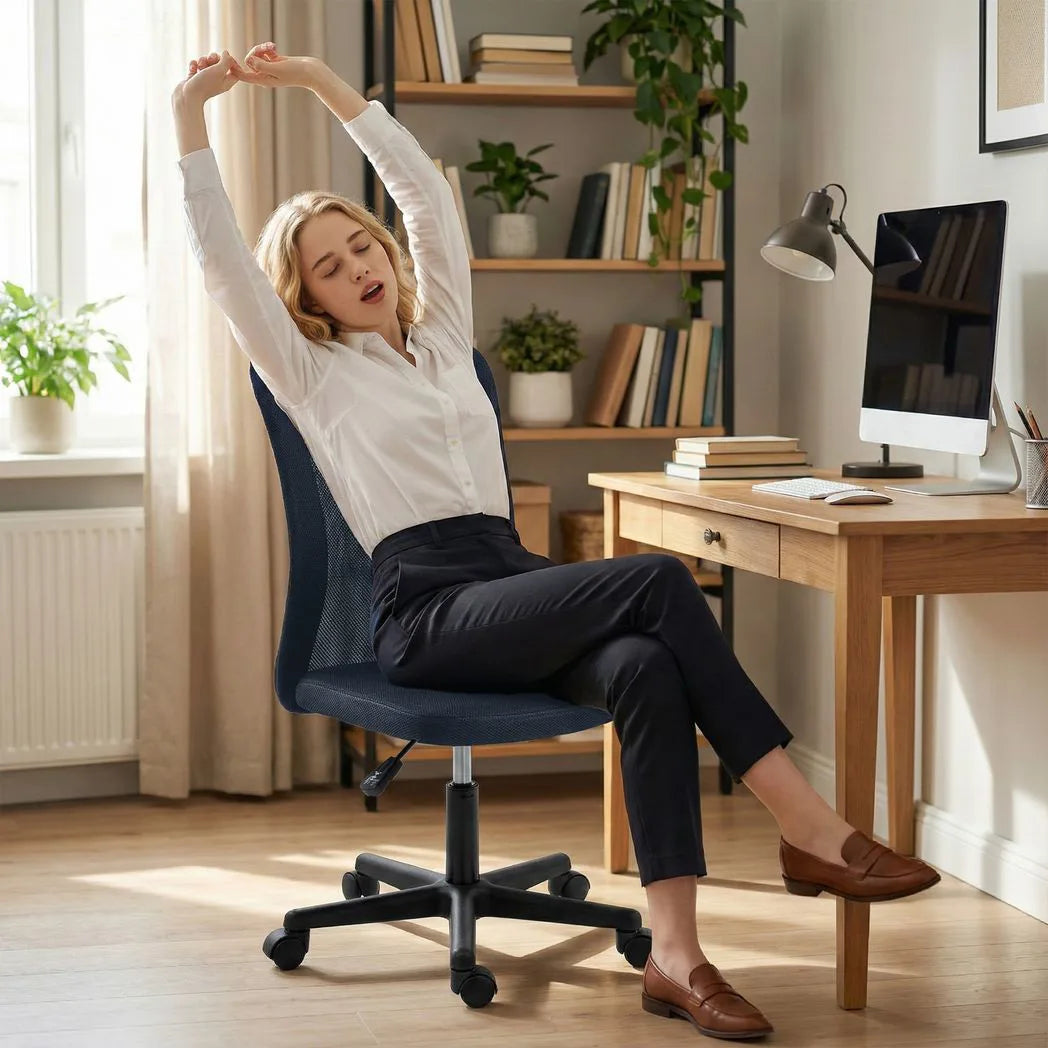 Vinsetto Armless Mesh Office Chair with Adjustable Height and Swivel Wheels – Computer Desk Chair, Dark Grey