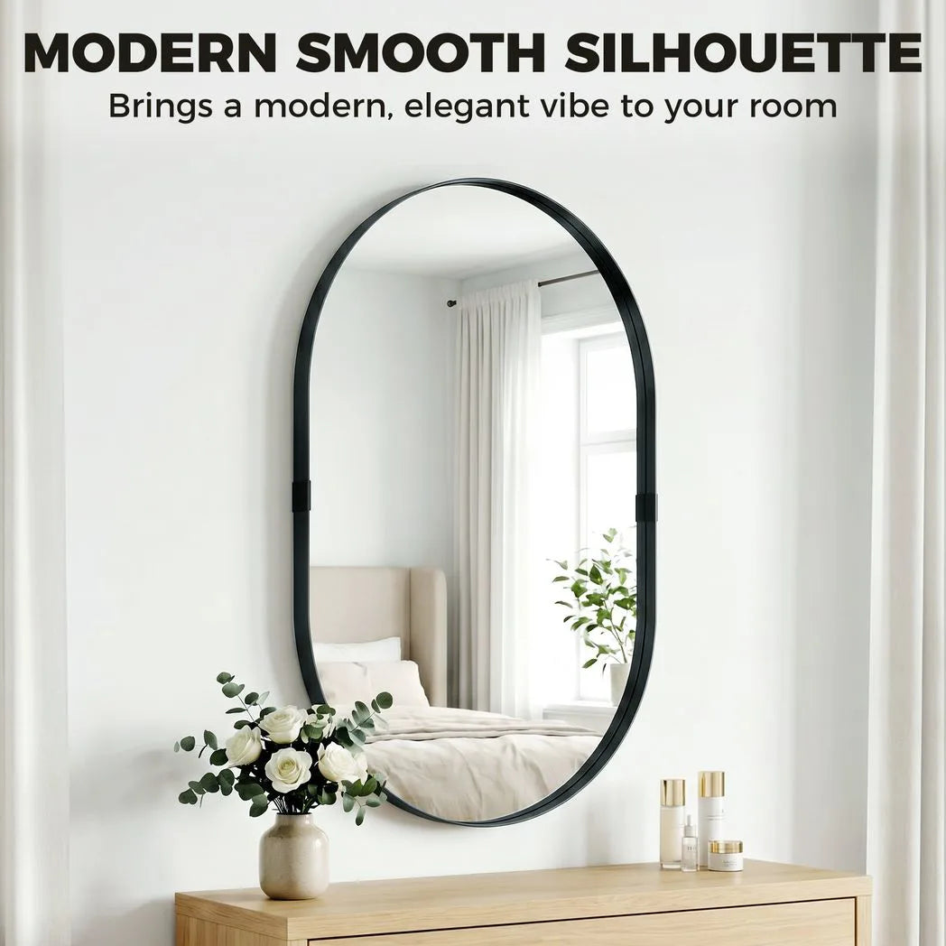 HOMCOM Wall Mirror, Bathroom Mirror with Elevated Aluminium Alloy Frame, 60 x 90 cm, Black