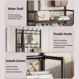 3-in-1 Metal Coat Stand with 8 Detachable Hooks & Shoe Shelves, 60 x 26 x 170cm, Black