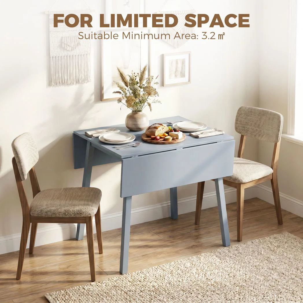 HOMCOM Solid Wood Folding Dining Table, Drop Leaf Rectangle Kitchen Table for 2–4 People with Angled Legs