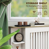 HOMCOM Extra Large Radiator Cover with Open Shelves – Vertical Slatted Heater Cabinet for Living Room, White