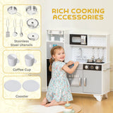 AIYAPLAY Kids Play Kitchen with Sounds, Ice and Coffee Maker, Microwave and Utensils – Role Play, Ages 3-6