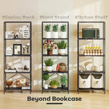 HOMCOM 5-Tier Industrial Bookcase with Metal Frame and Anti-Tipping Straps – Display Shelf, Dark Grey and Black