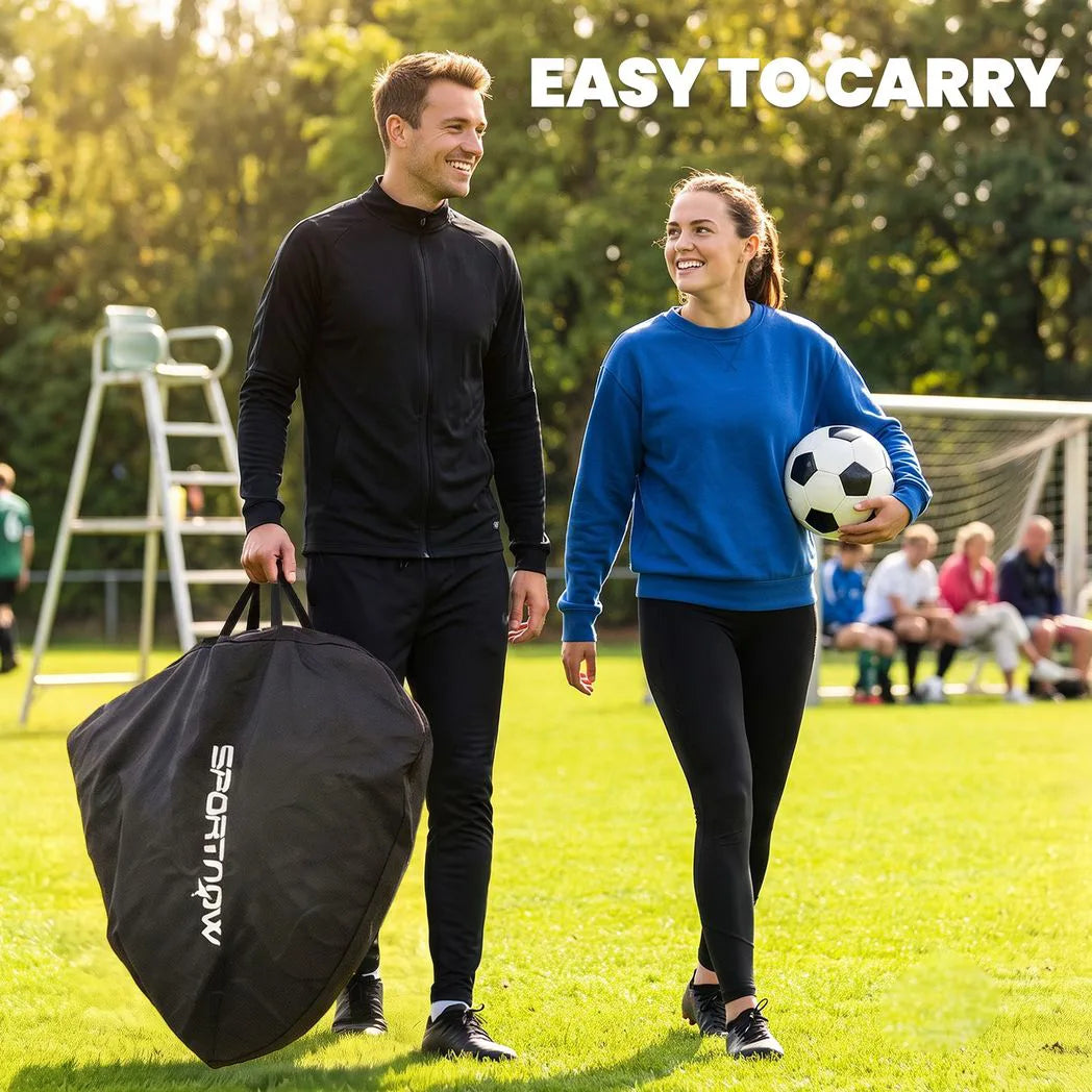 SPORTNOW Set of 2 Pop Up Football Goals with Carry Bag & 8 Ground Stakes – Portable Folding Garden Football Nets