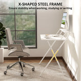 HOMCOM 81.5cm Folding Computer Desk with Monitor Shelf – Space-Saving Home Office Table, White