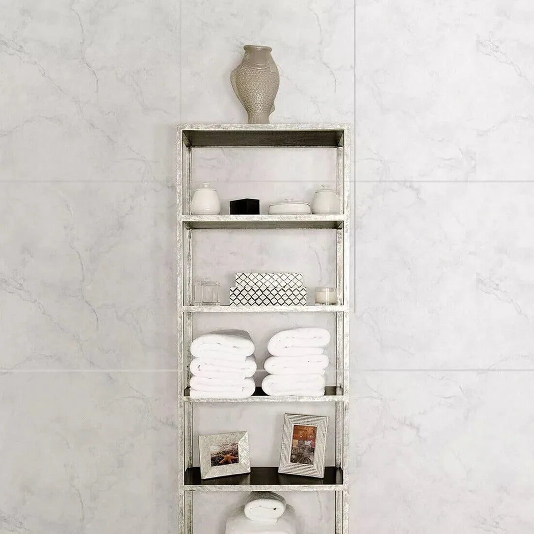 30 Pack Self-Adhesive PVC Marble Effect Tiles, 30 x 30 cm – Peel & Stick for Kitchen & Bathroom, Light Grey