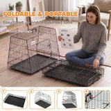 PawHut 90 cm Collapsible Slanted Car Dog Crate with Tray – Foldable Travel Cage for Medium to Large Dogs
