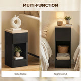 HOMCOM Set of 2 Modern Bedside Tables with Shelf & Drawer – Slim Storage Side Tables, Black