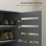 HOMCOM 5-Tier Narrow Shoe Cabinet with Slatted Doors and Adjustable Shelves – Holds 15 Pairs, Dark Grey