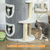 PawHut 101cm Cat Tree with Sisal Scratching Posts, 3 Barrel Condos – Indoor Cat Tower for Rest and Play