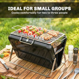 Outsunny Portable Briefcase Charcoal BBQ Grill – Folding Barbecue with Lift-Up Grate for Camping and Picnics, Black