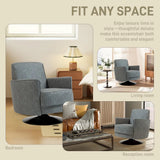 HOMCOM Upholstered 360° Swivel Accent Chair with Thick Padding and Pocket Springs – PU Leather Armchair, Grey