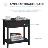 HOMCOM Narrow End Table with Flip Top and Bottom Shelf – Retro Side Table for Living Room and Study, Dark Coffee