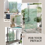 Outsunny Metal Decorative Privacy Screen, Leaf Design – Outdoor Garden Divider and Trellis, Green