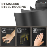 HOMCOM 30L Stainless Steel Sensor Bin with Soft-Close Lid – Touch-Free Kitchen Rubbish Bin, Black