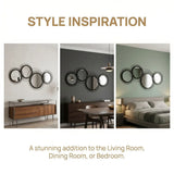 HOMCOM Metal Wall Art 56cm Modern Decorative Mirror Decor for Living Room Bedroom Dining Room, Black
