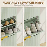 HOMCOM Slim 3-Drawer Shoe Cabinet with Gold Accents, 122.5 x 60 x 24cm, Light Green